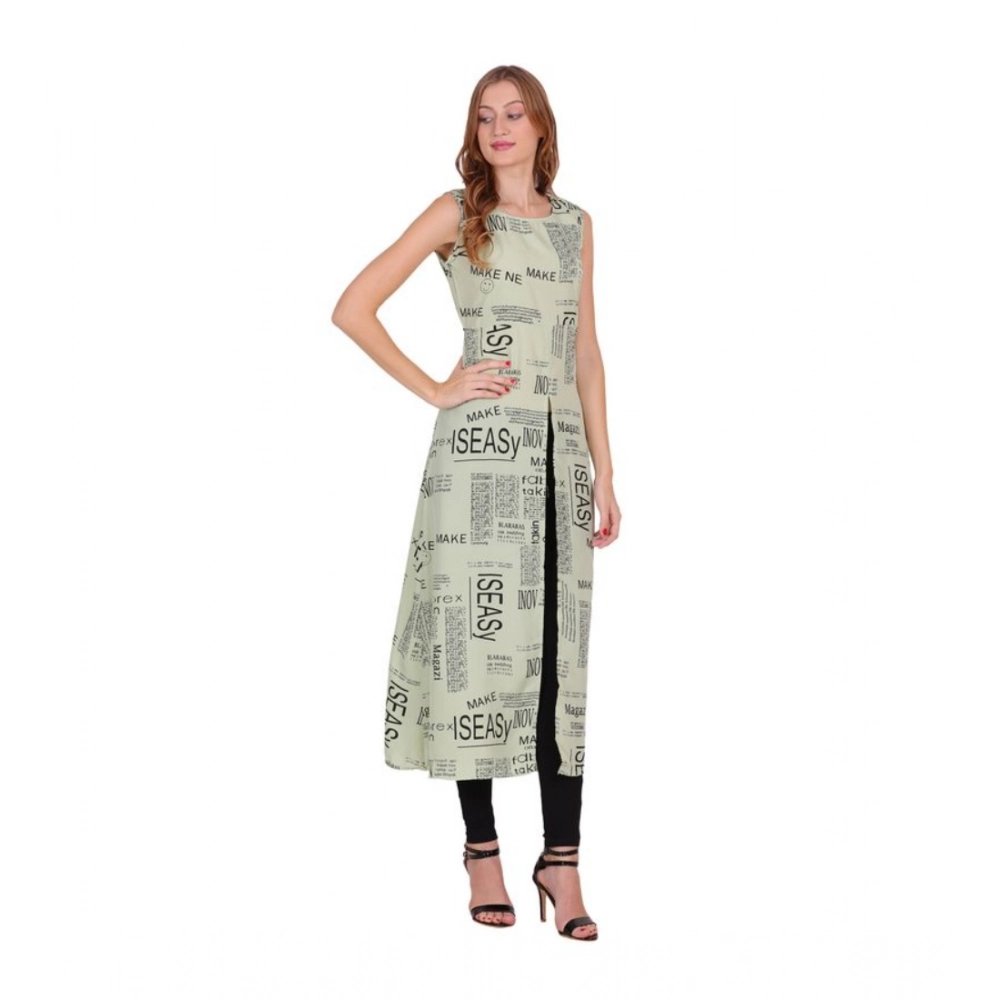 Generic Women's Casual Crepe Sleeveless Slit Dress (Light Green) - Image 4