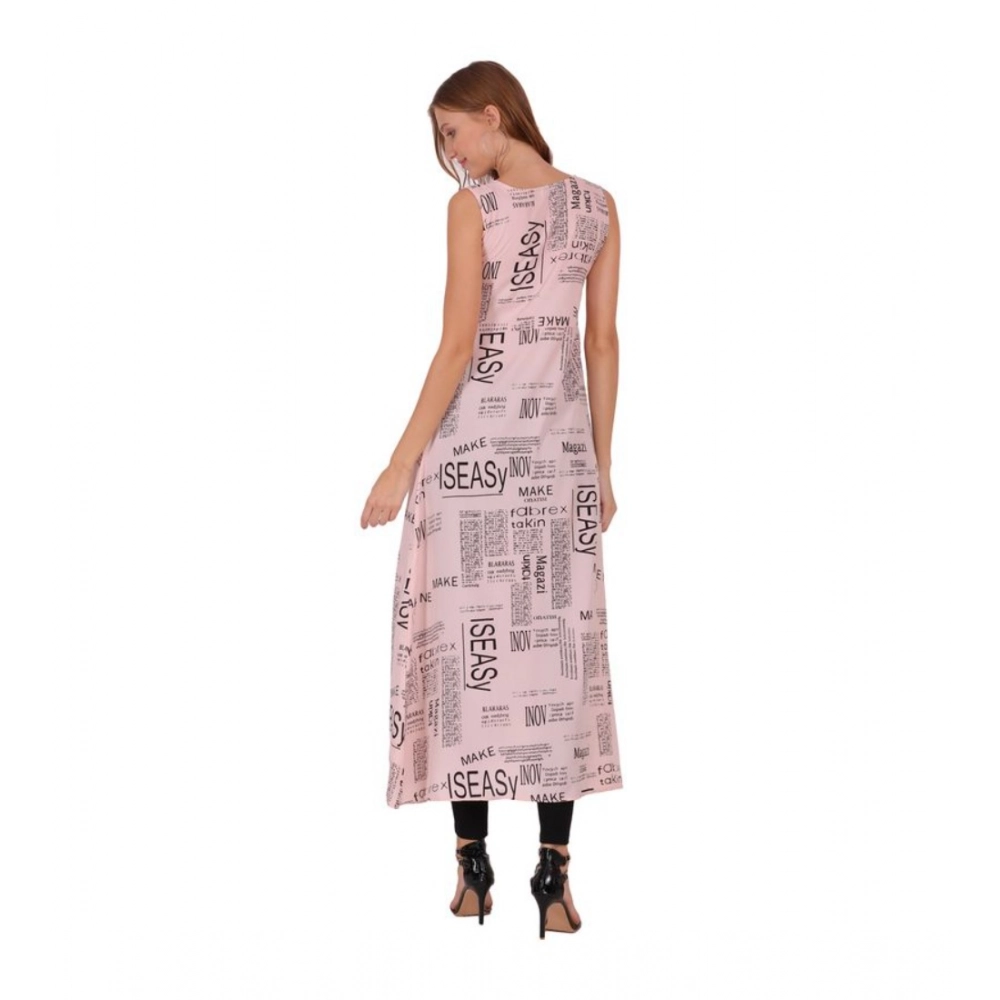 Generic Women's Casual Crepe Sleeveless Slit Dress (Light Pink) - Image 3
