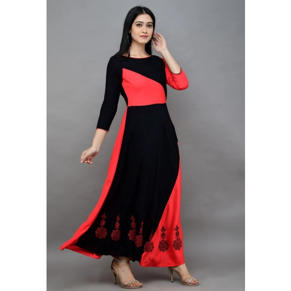Generic Women's Casual Rayon 3-4th Sleeves Maxi Dress (Pink) - Image 4