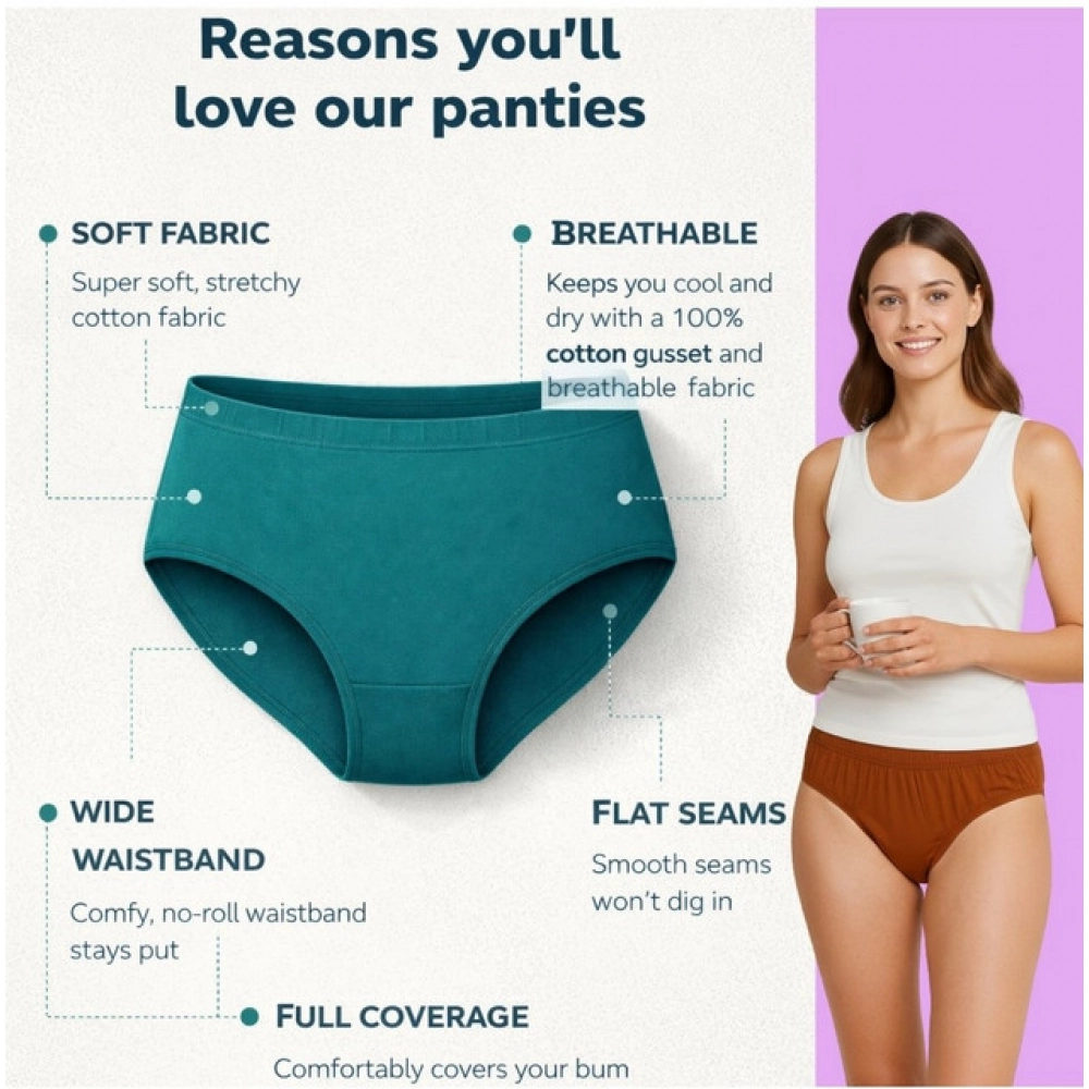 Generic Pack of_6 Women's Cotton Solid Hipster Panty (Multicolor) - Image 4