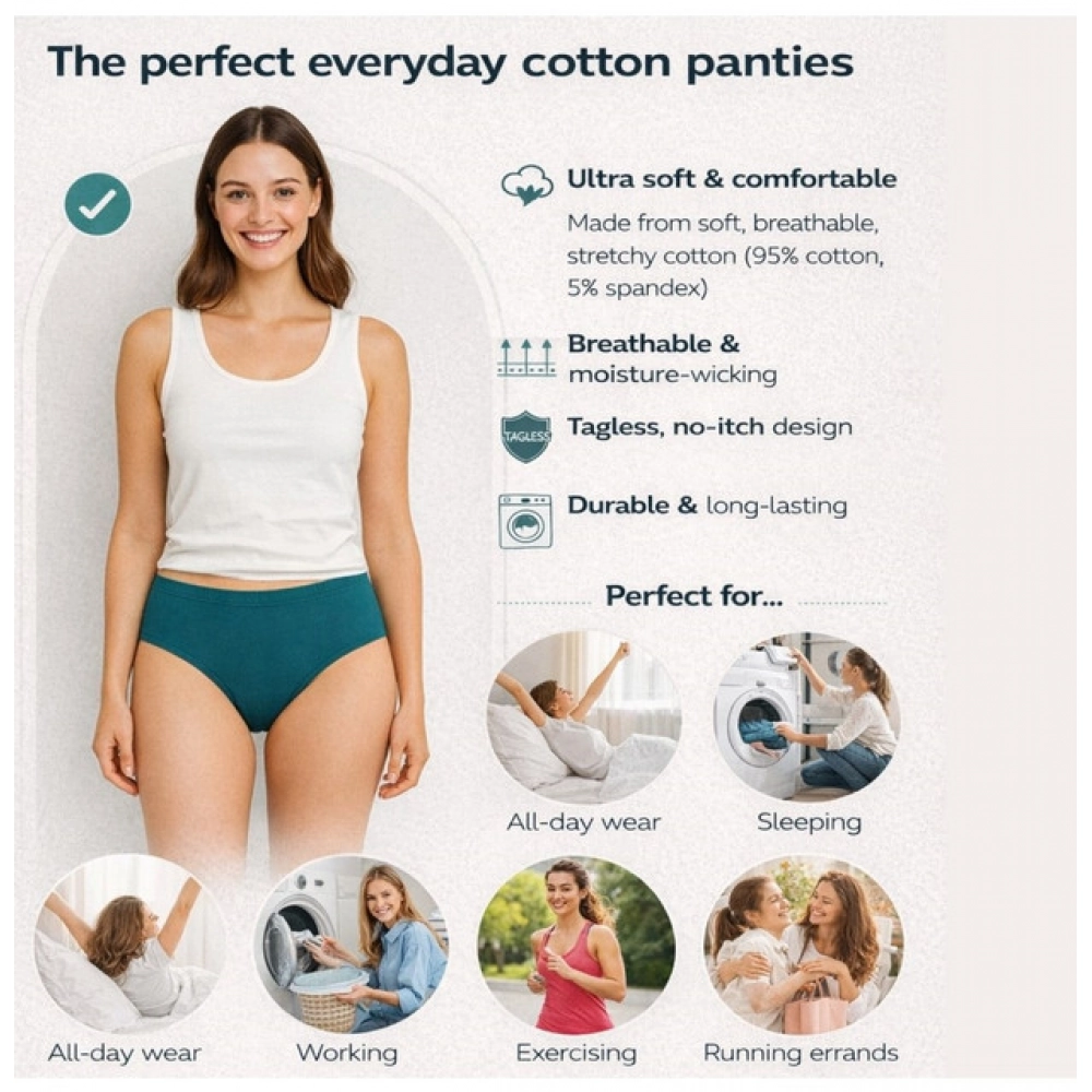 Generic Pack of_6 Women's Cotton Solid Hipster Panty (Multicolor) - Image 5