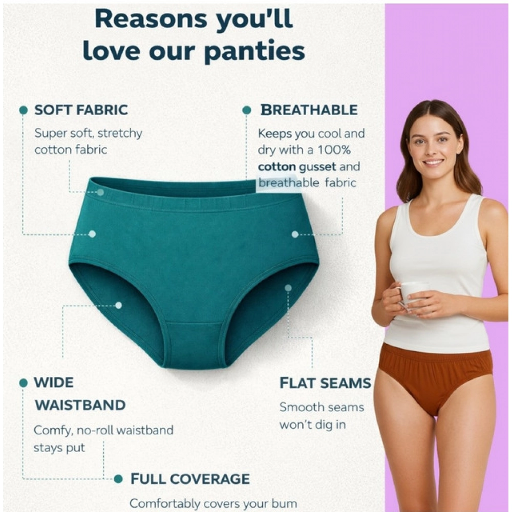 Generic Pack of_12 Women's Cotton Solid Hipster Panty (Multicolor) - Image 4