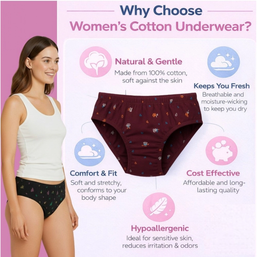 Generic Pack of_3 Women's Cotton Printed Hipster Panty (Multicolor) - Image 3