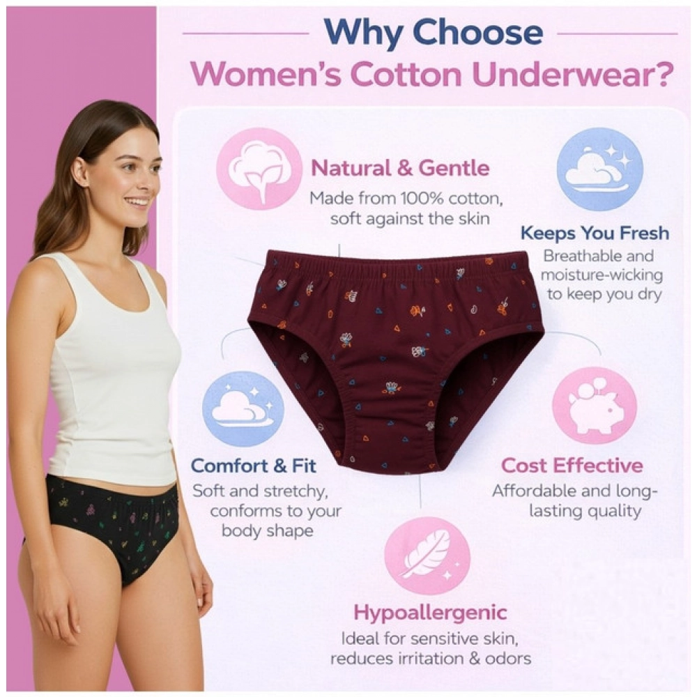 Generic Pack of_12 Women's Cotton Printed Hipster Panty (Multicolor) - Image 4