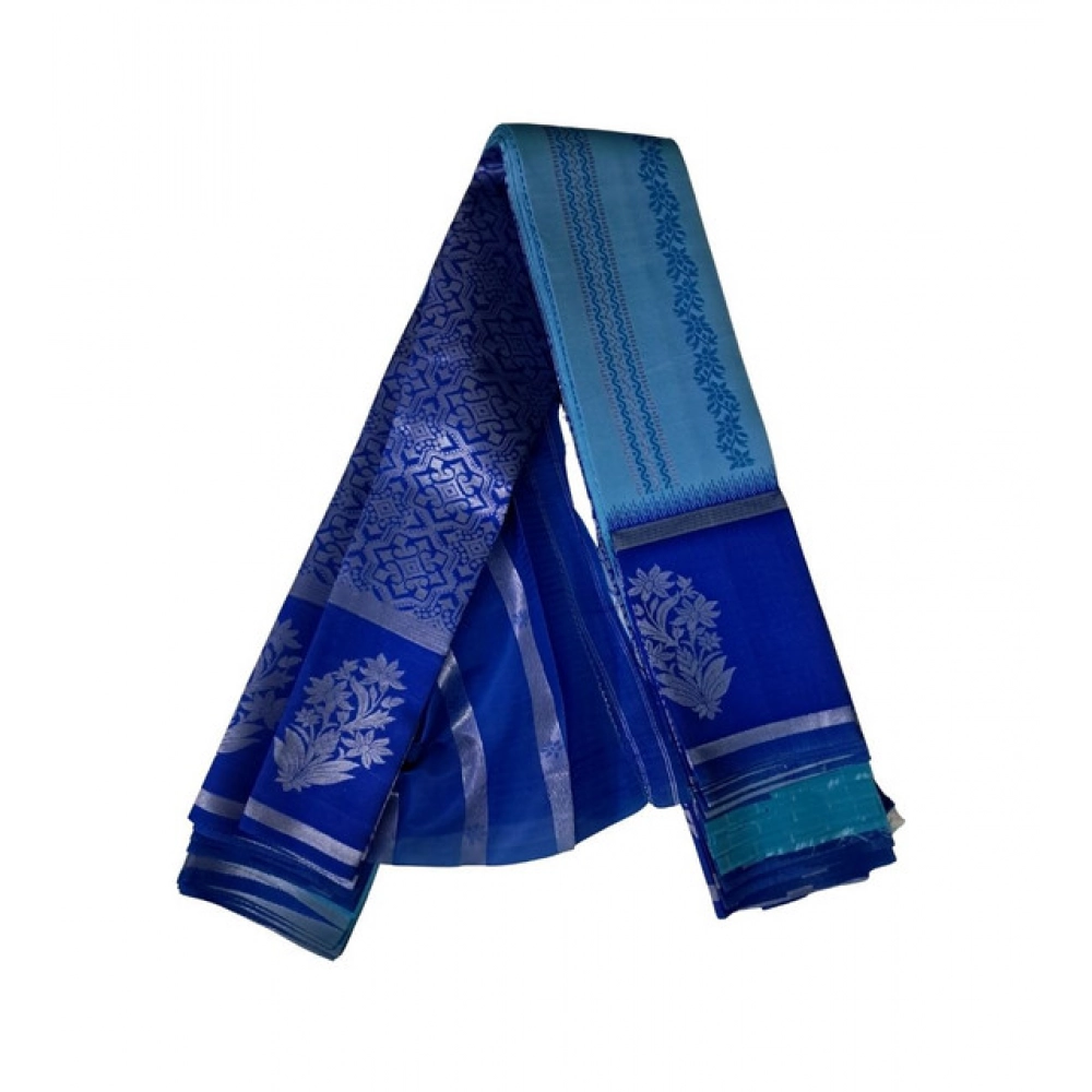 Generic Women's Soft Silk Wooven Saree With Unstitched Blouse 5.5Mtr (Royal Blue)