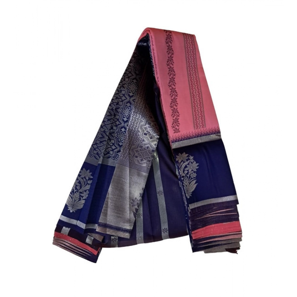 Generic Women's Soft Silk Wooven Saree With Unstitched Blouse 5.5Mtr (Pink)
