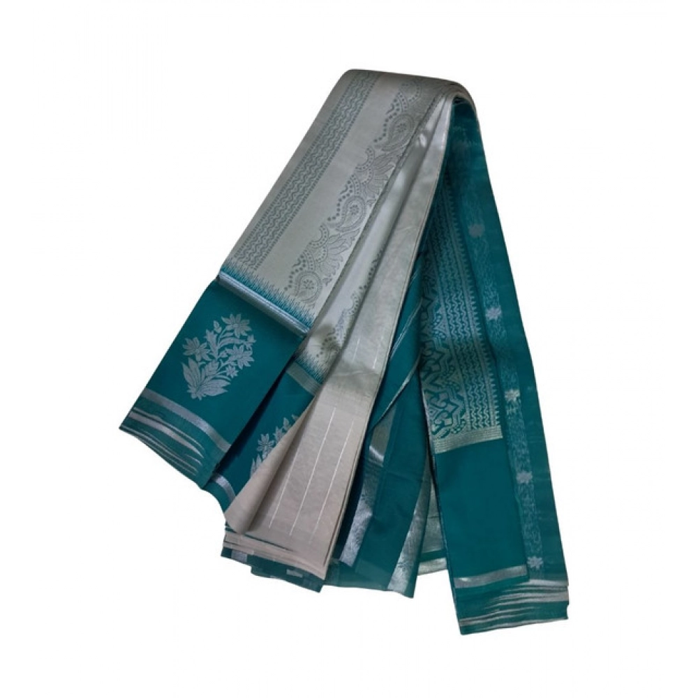 Generic Women's Soft Silk Wooven Saree With Unstitched Blouse 5.5Mtr (Silver)