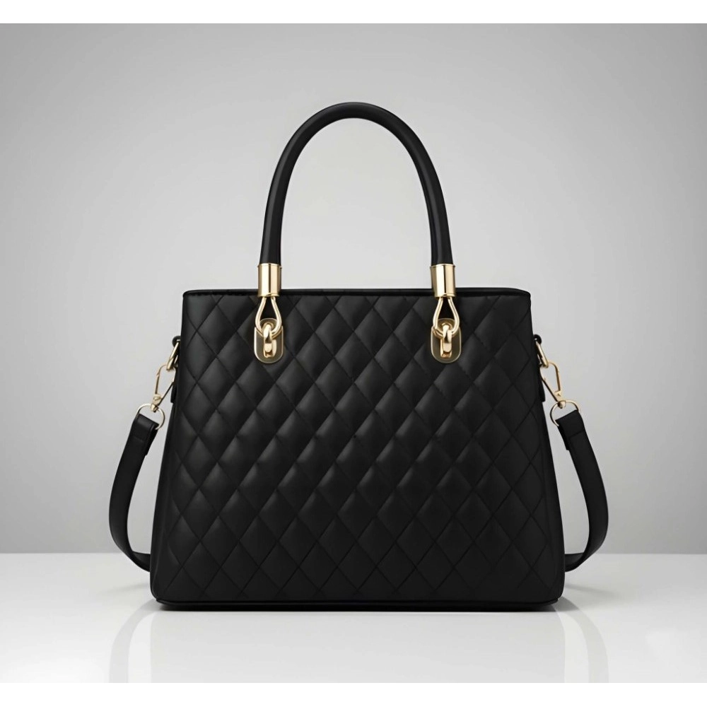 Generic Women's PU Leather Solid Shoulder Zipper Handbag (Black) - Image 5
