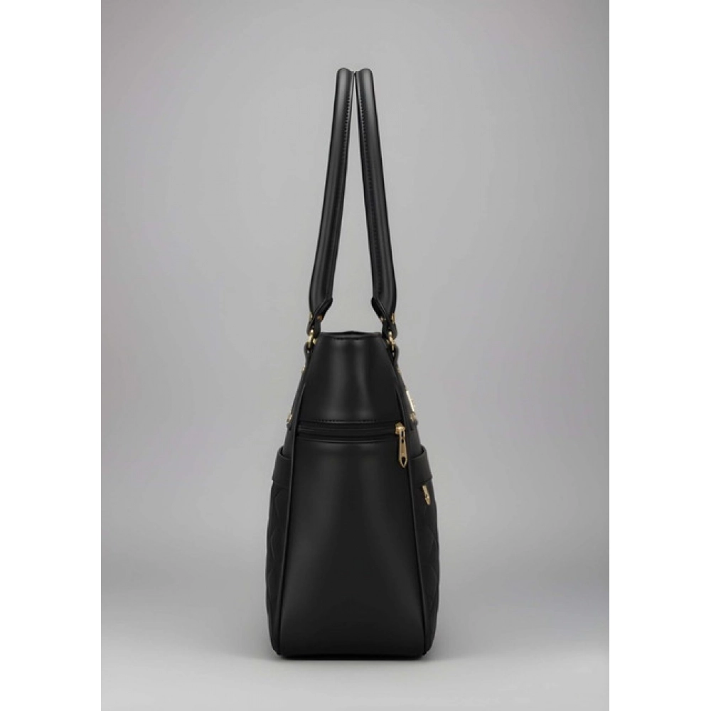 Generic Women's PU Leather Solid Shoulder Zipper Handbag (Black) - Image 3