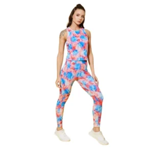 Generic Women's Polyester Lycra Printed Sleeveless Active Wear (Multicolor)