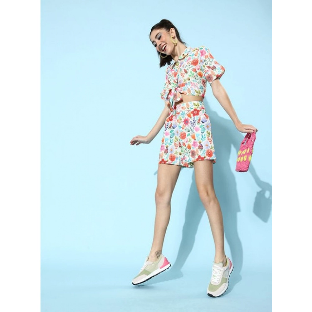 Generic Women's Polyester Floral Short Sleeve Co-Ord Set (Multicolor) - Image 3
