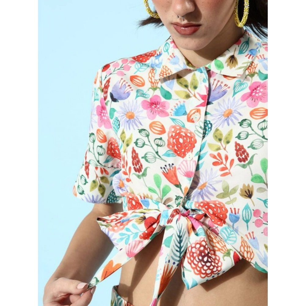 Generic Women's Polyester Floral Short Sleeve Co-Ord Set (Multicolor) - Image 5