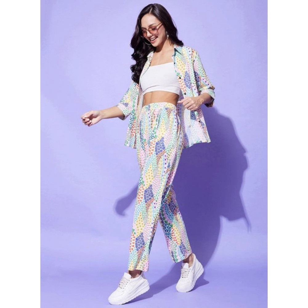 Generic Women's Polyester Floral 3-4th Sleeve Co-Ord Set (Multicolor) - Image 3