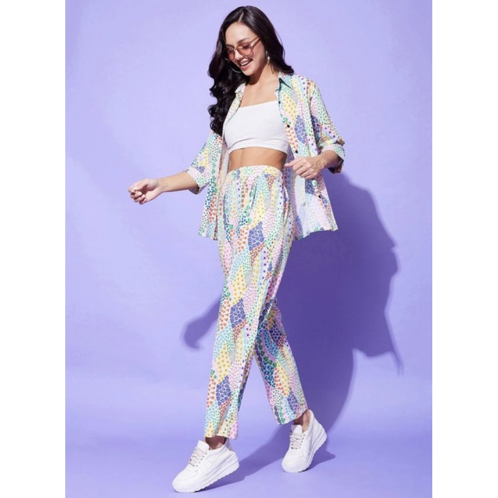 Generic Women's Polyester Floral 3-4th Sleeve Co-Ord Set (Multicolor) - Image 5
