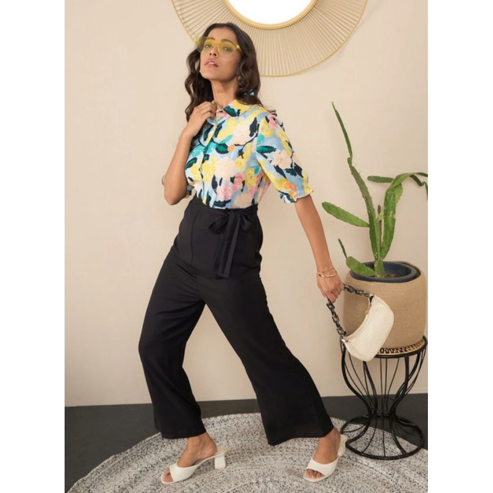 Generic Women's Polyester Floral Half Sleeves Jumpsuit (Multicolor) - Image 5