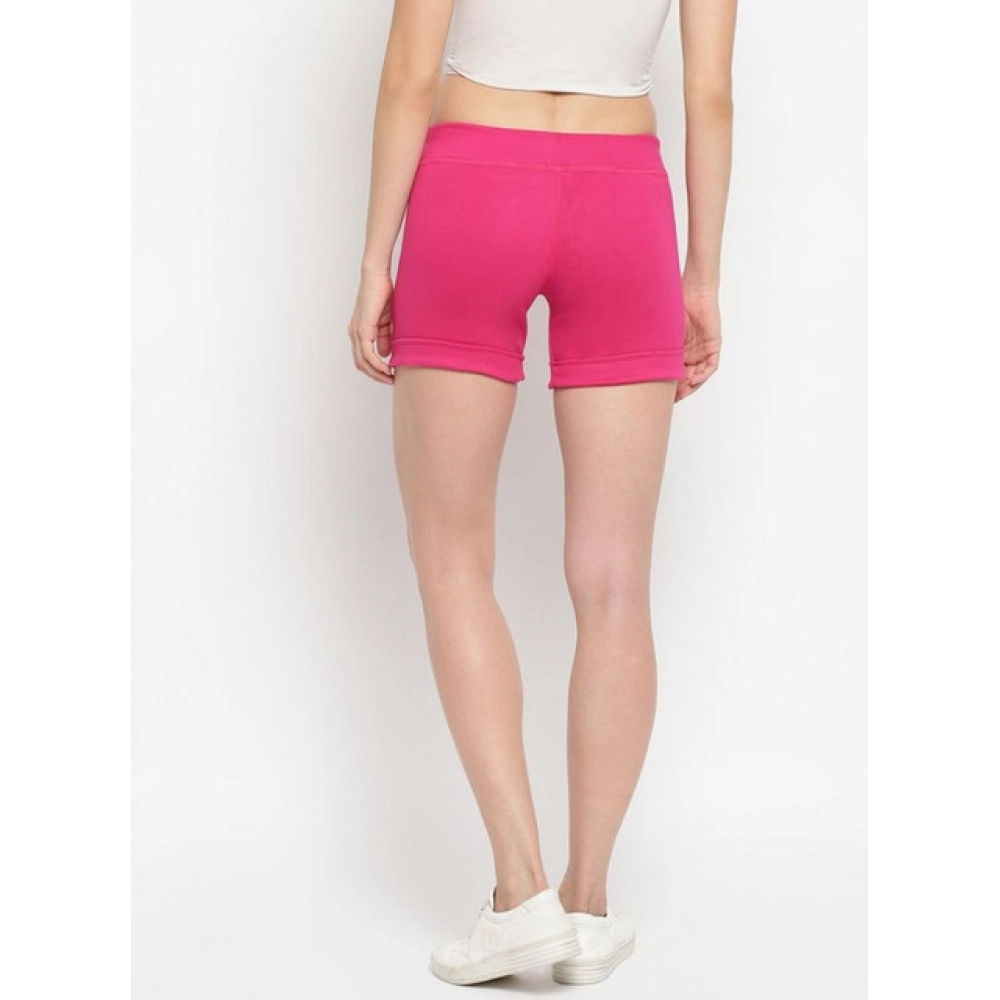 Generic Women's Cotton Solid Elasticated Shorts (Pink) - Image 5