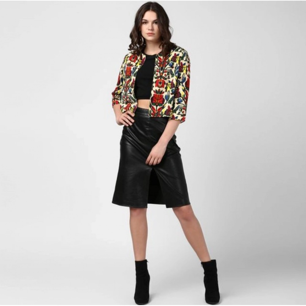 Generic Women's Polyester Floral 3-4th Sleeves Shrug (Multicolor) - Image 3