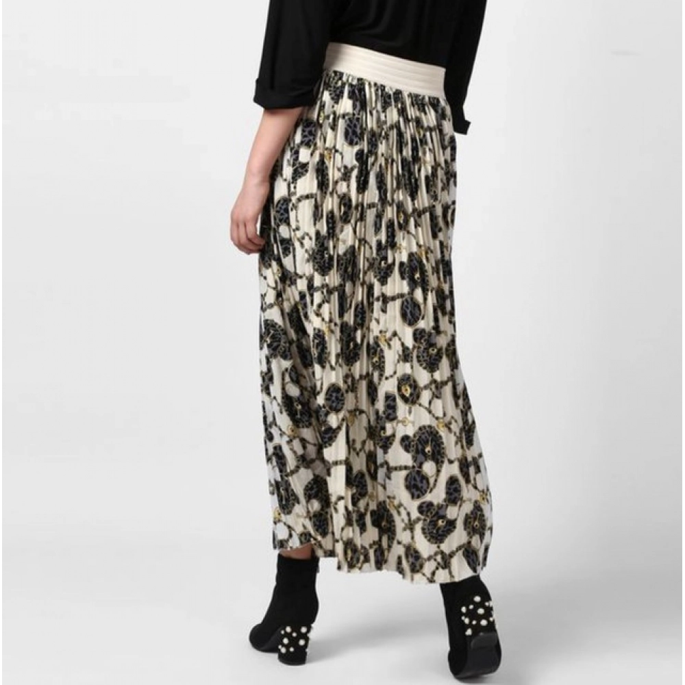 Generic Women's Georgette Chain Print Elasticated Skirt (Cream-Black) - Image 5