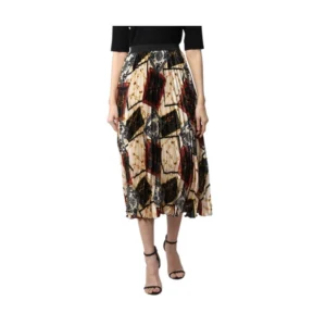 Generic Women's Satin Pleated Elasticated Skirt (Multicolor)