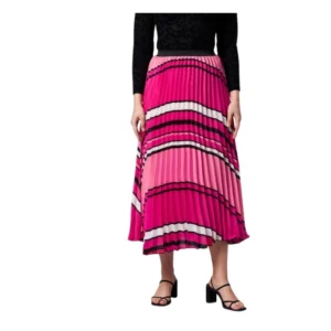 Generic Women's Satin Pleated Elasticated Skirt (Pink)