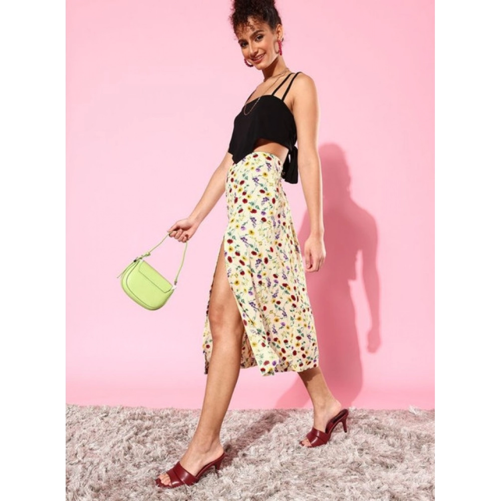 Generic Women's Polyester Floral Side Zip Skirt (Multicolor) - Image 2