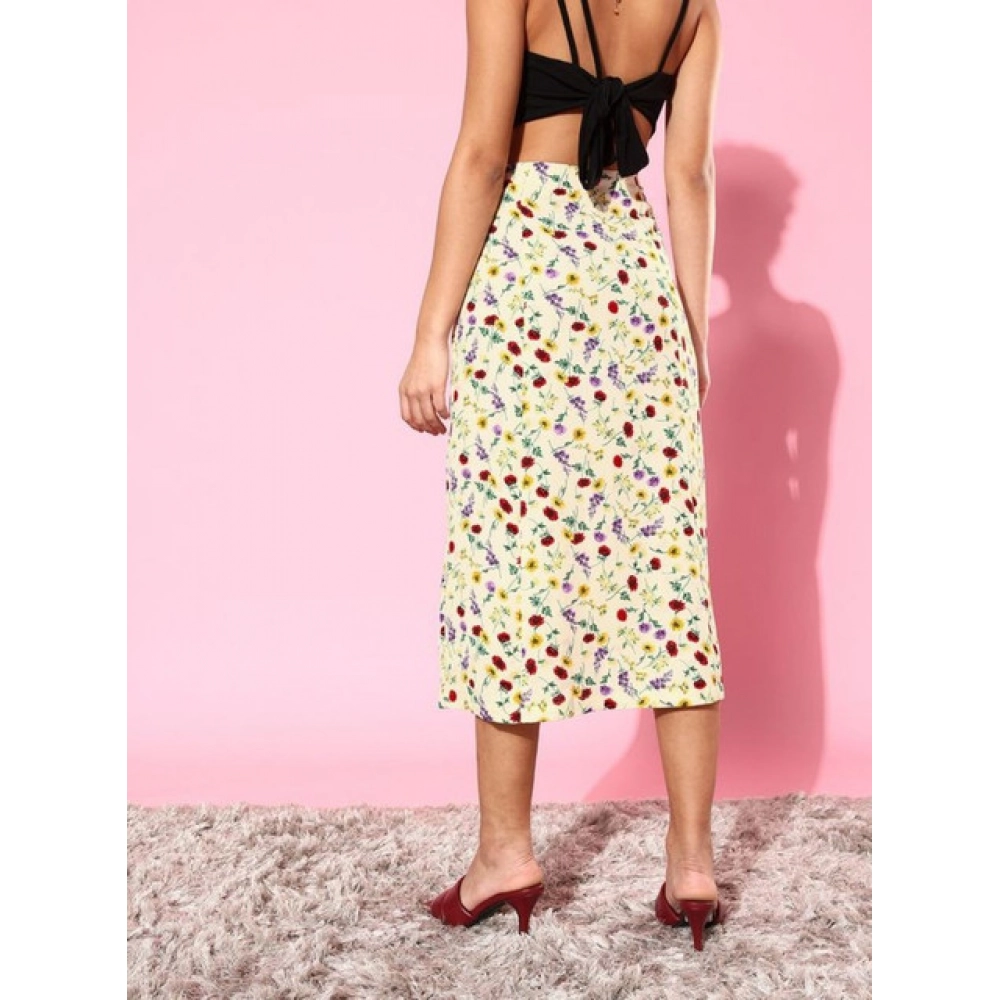 Generic Women's Polyester Floral Side Zip Skirt (Multicolor) - Image 5