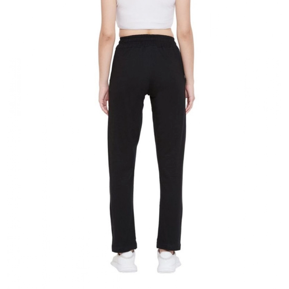 Generic Women's Cotton Solid Elasticated Track Pants (Black) - Image 2