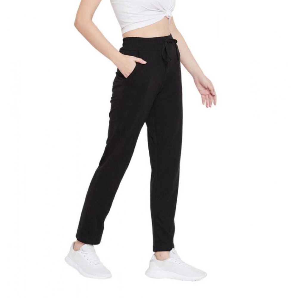 Generic Women's Cotton Solid Elasticated Track Pants (Black) - Image 5