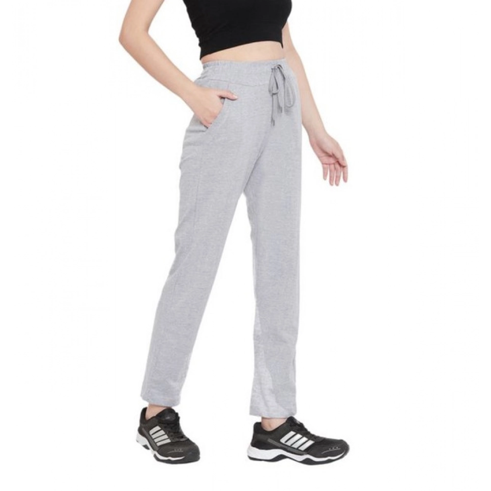 Generic Women's Cotton Solid Elasticated Track Pants (Light Grey) - Image 5