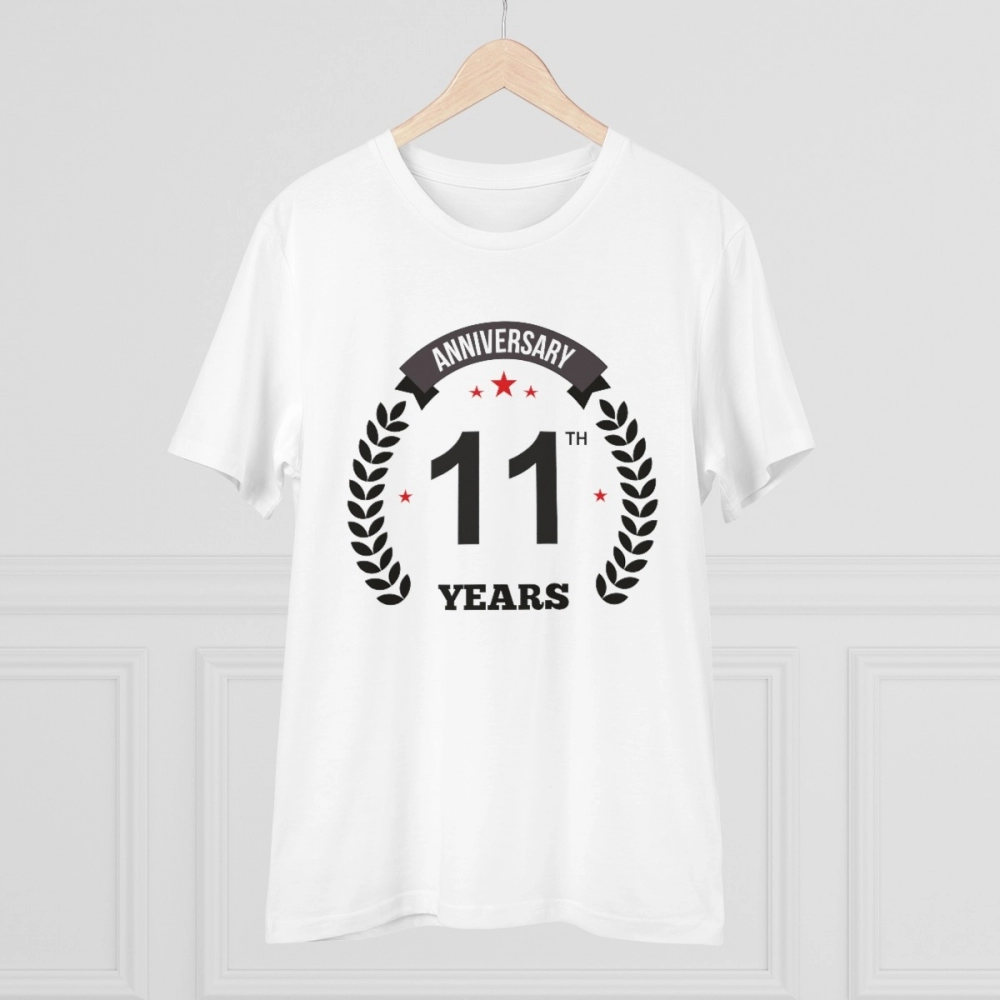 Generic Men's PC Cotton 11th Anniversary Printed T Shirt (Color: White, Thread Count: 180GSM) - Image 3