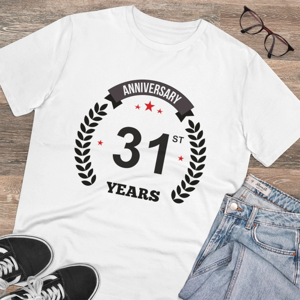 Generic Men's PC Cotton 31st Anniversary Printed T Shirt (Color: White, Thread Count: 180GSM) - Image 4