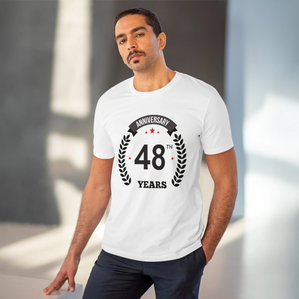 Generic Men's PC Cotton 48th Anniversary Printed T Shirt (Color: White, Thread Count: 180GSM) - Image 6