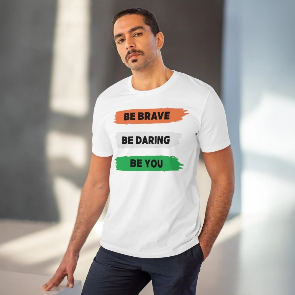 Generic Men's PC Cotton Be Brave Be You Printed T Shirt (Color: White, Thread Count: 180GSM) - Image 6