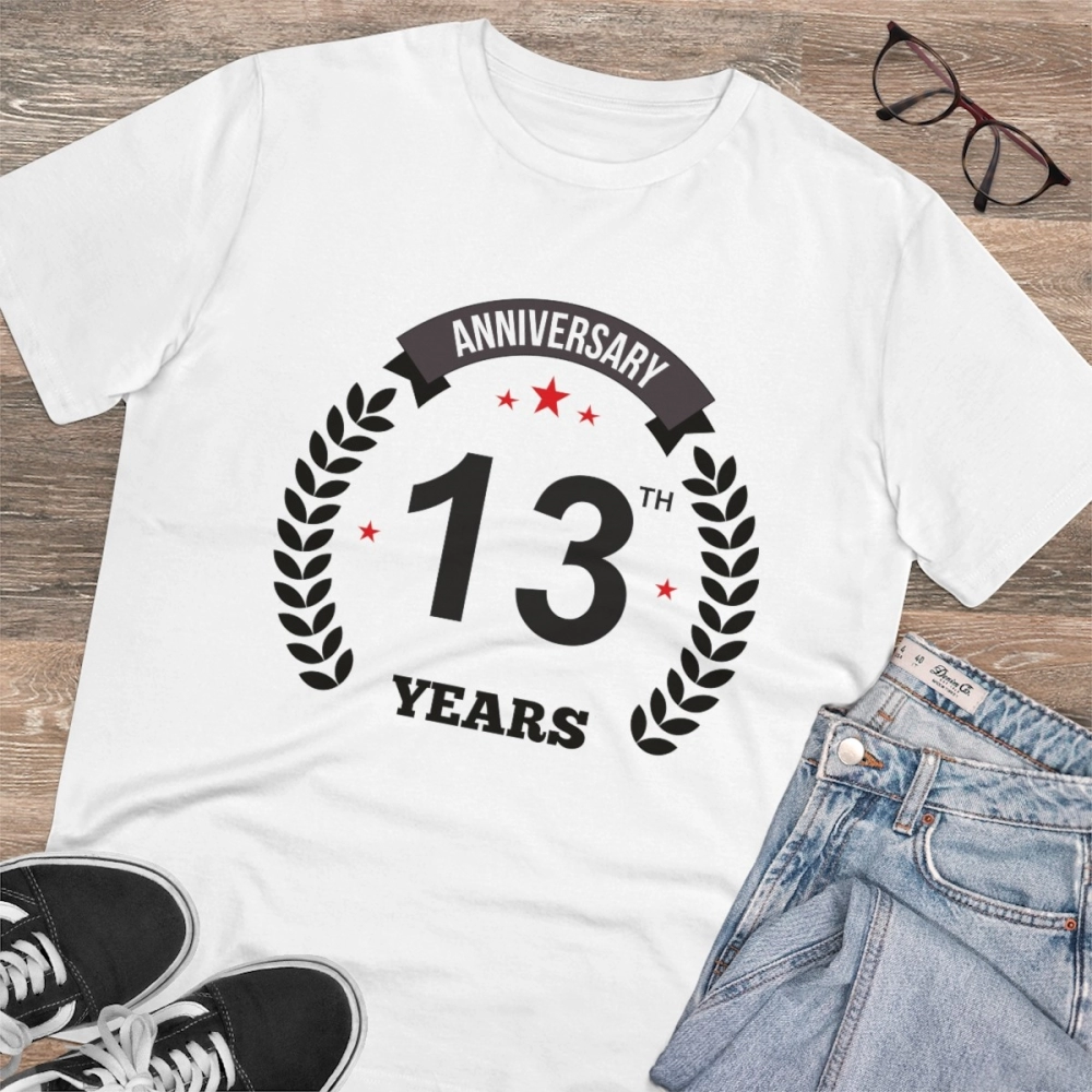 Generic Men's PC Cotton 13th Anniversary Printed T Shirt (Color: White, Thread Count: 180GSM) - Image 4