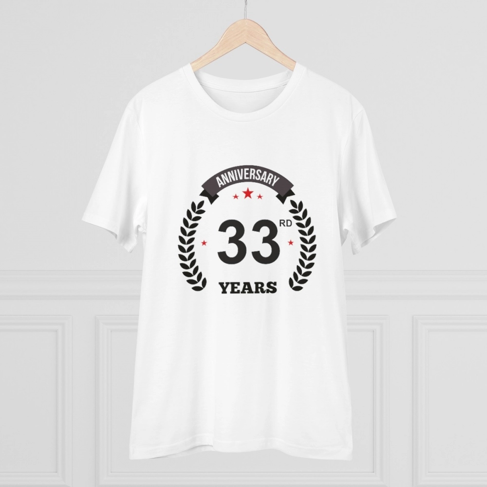 Generic Men's PC Cotton 33rd Anniversary Printed T Shirt (Color: White, Thread Count: 180GSM) - Image 3