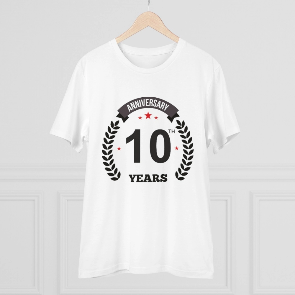Generic Men's PC Cotton 10th Anniversary Printed T Shirt (Color: White, Thread Count: 180GSM) - Image 3