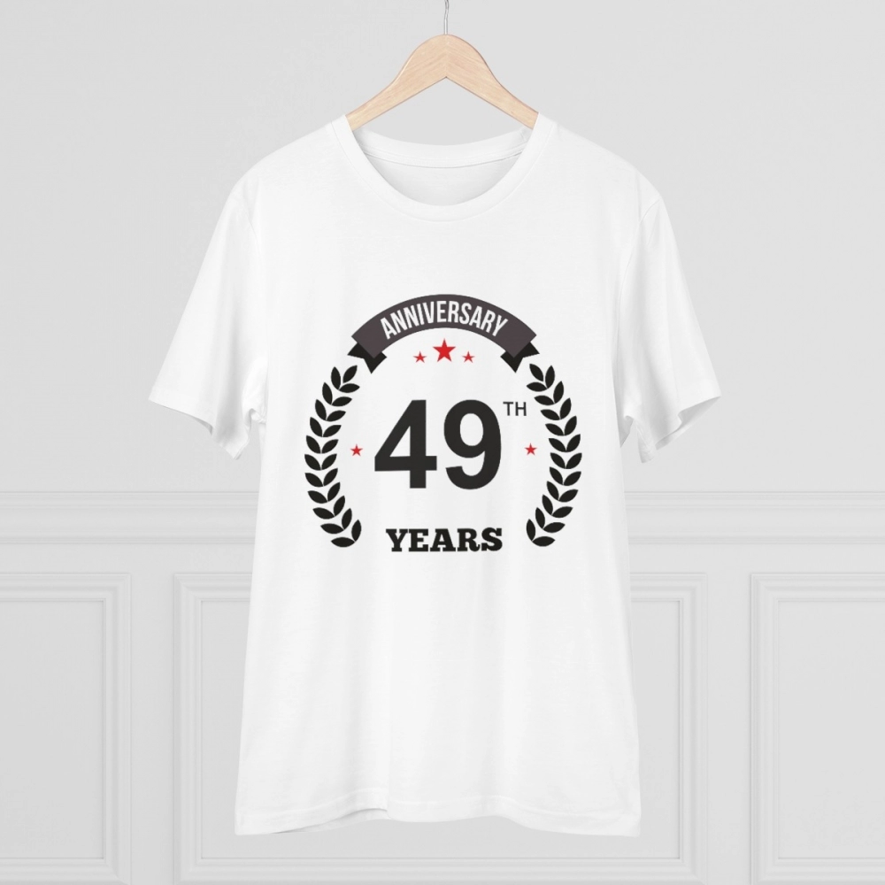 Generic Men's PC Cotton 49th Anniversary Printed T Shirt (Color: White, Thread Count: 180GSM) - Image 3
