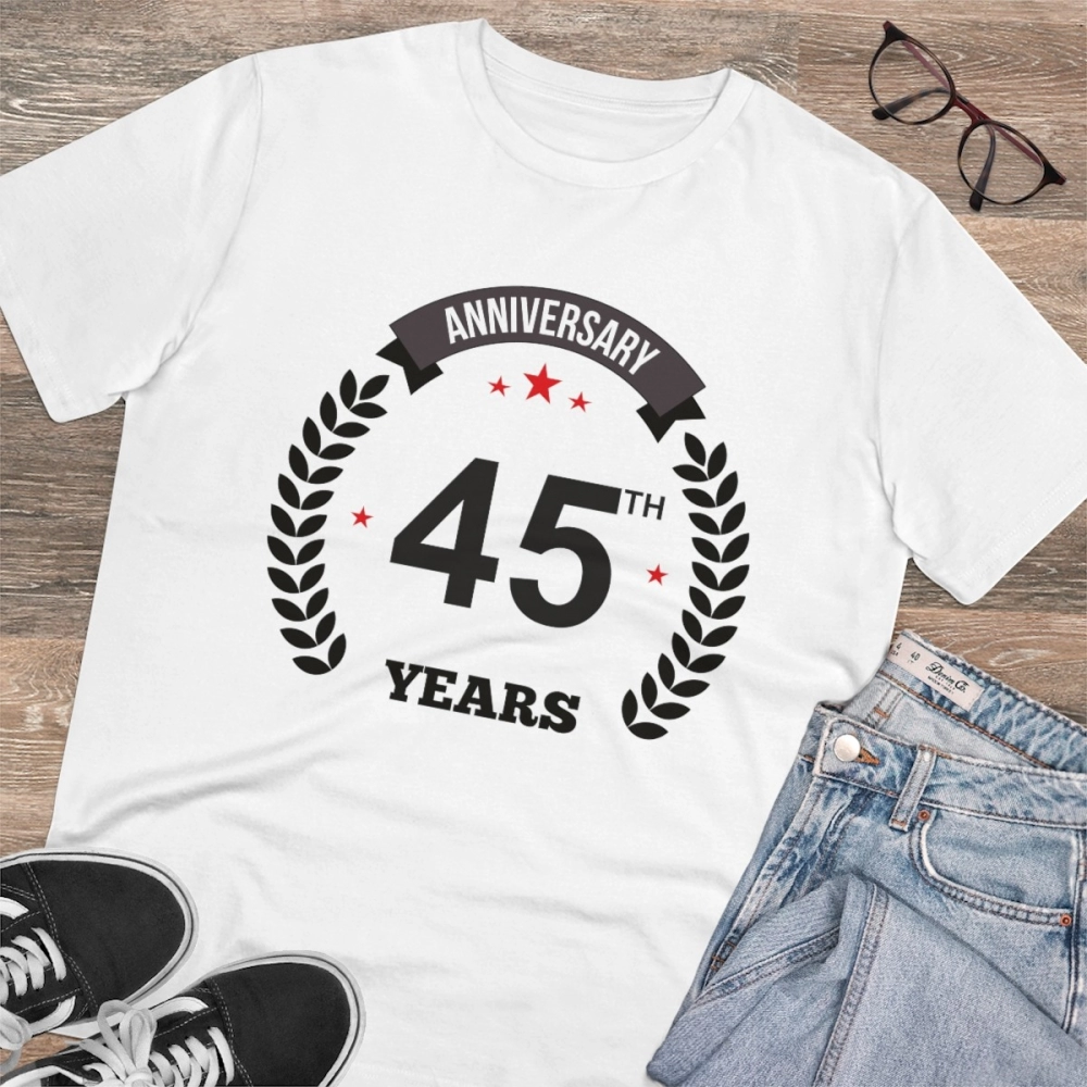 Generic Men's PC Cotton 45th Anniversary Printed T Shirt (Color: White, Thread Count: 180GSM) - Image 4