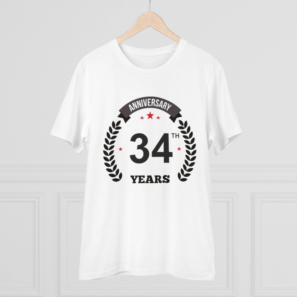 Generic Men's PC Cotton 34th Anniversary Printed T Shirt (Color: White, Thread Count: 180GSM) - Image 3