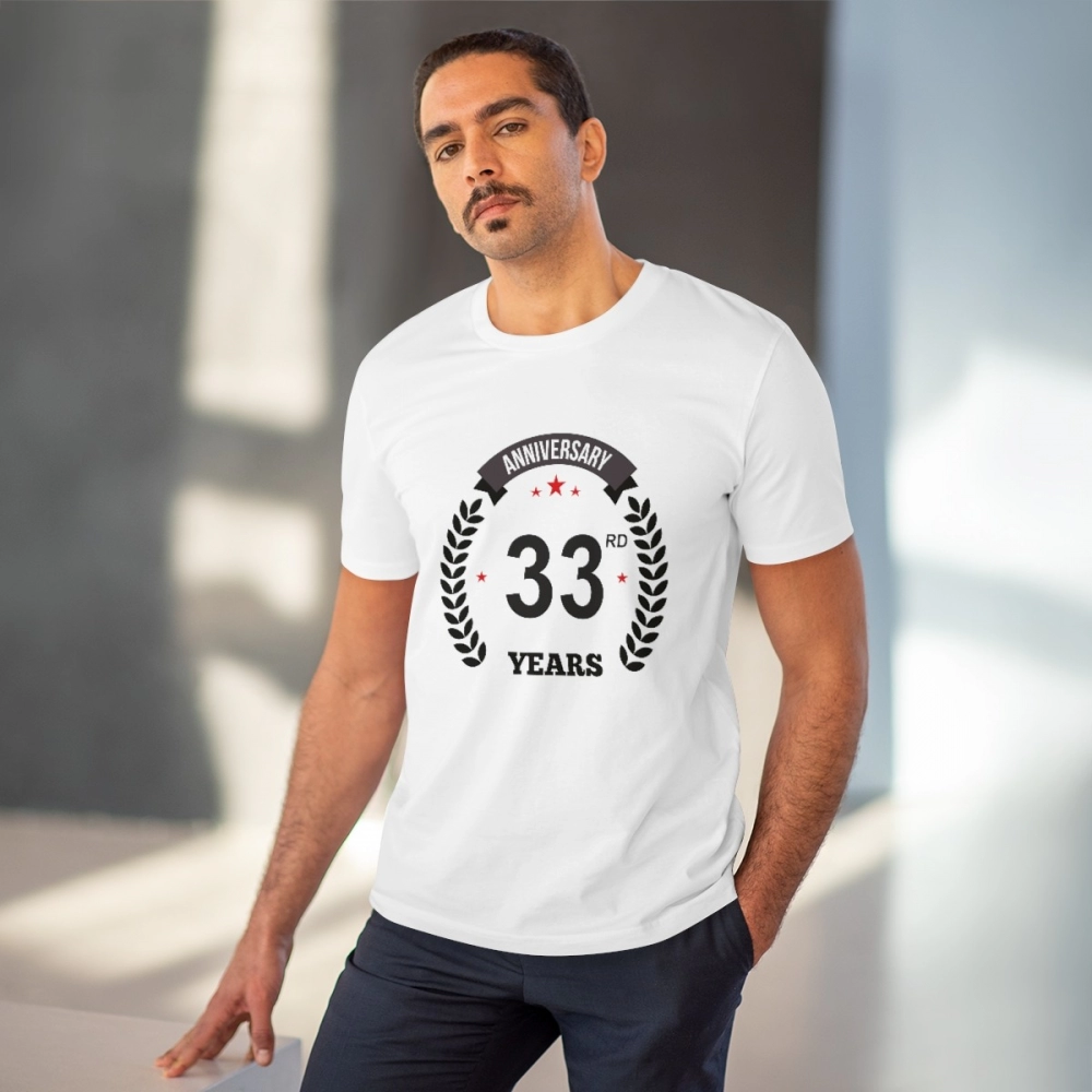 Generic Men's PC Cotton 33rd Anniversary Printed T Shirt (Color: White, Thread Count: 180GSM) - Image 6