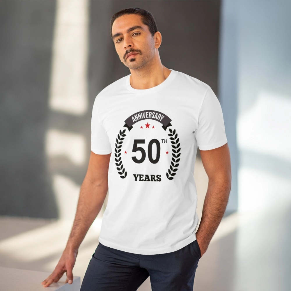 Generic Men's PC Cotton 50th Anniversary Printed T Shirt (Color: White, Thread Count: 180GSM) - Image 6