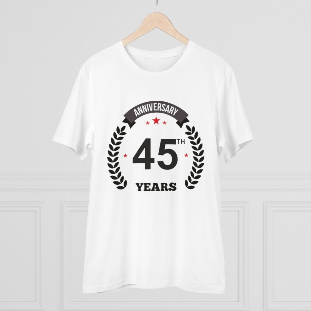 Generic Men's PC Cotton 45th Anniversary Printed T Shirt (Color: White, Thread Count: 180GSM) - Image 3