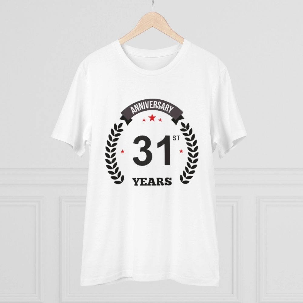 Generic Men's PC Cotton 31st Anniversary Printed T Shirt (Color: White, Thread Count: 180GSM) - Image 3