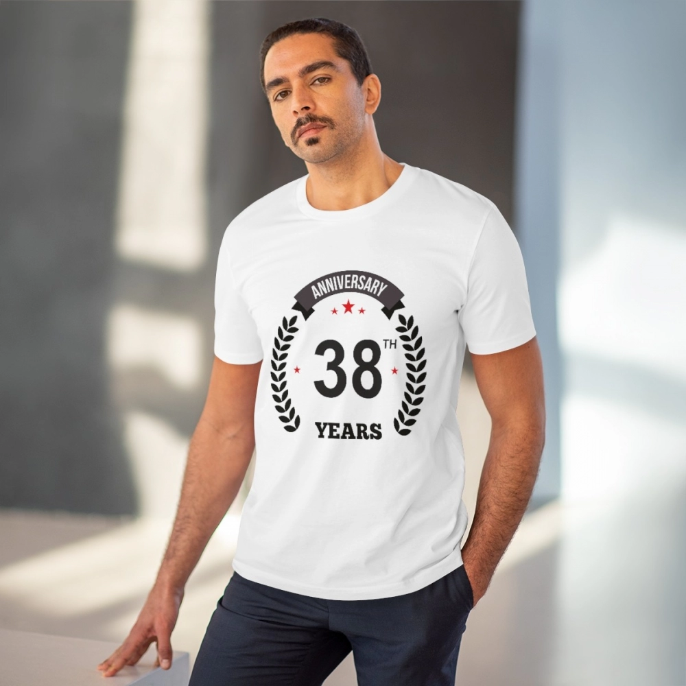 Generic Men's PC Cotton 38th Anniversary Printed T Shirt (Color: White, Thread Count: 180GSM) - Image 6