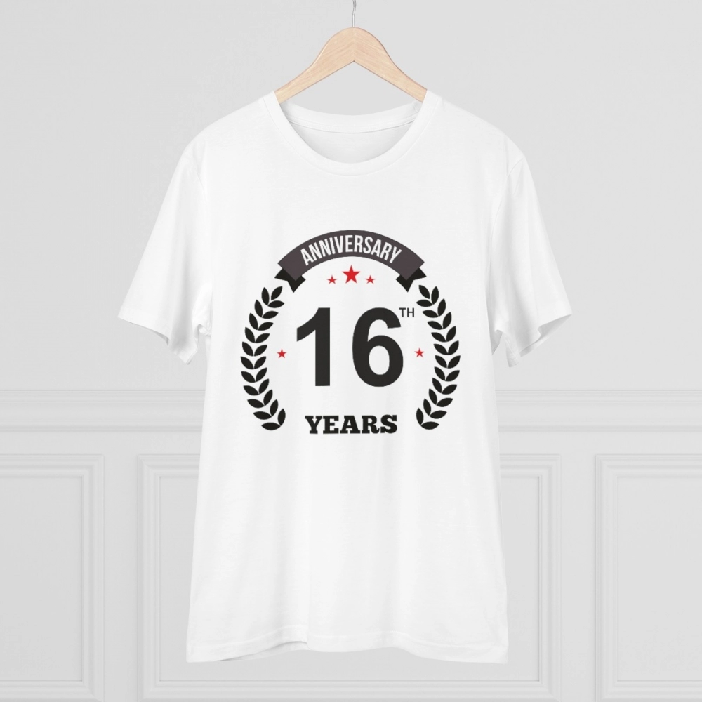 Generic Men's PC Cotton 16th Anniversary Printed T Shirt (Color: White, Thread Count: 180GSM) - Image 3
