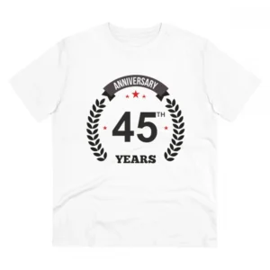 Generic Men's PC Cotton 45th Anniversary Printed T Shirt (Color: White, Thread Count: 180GSM)