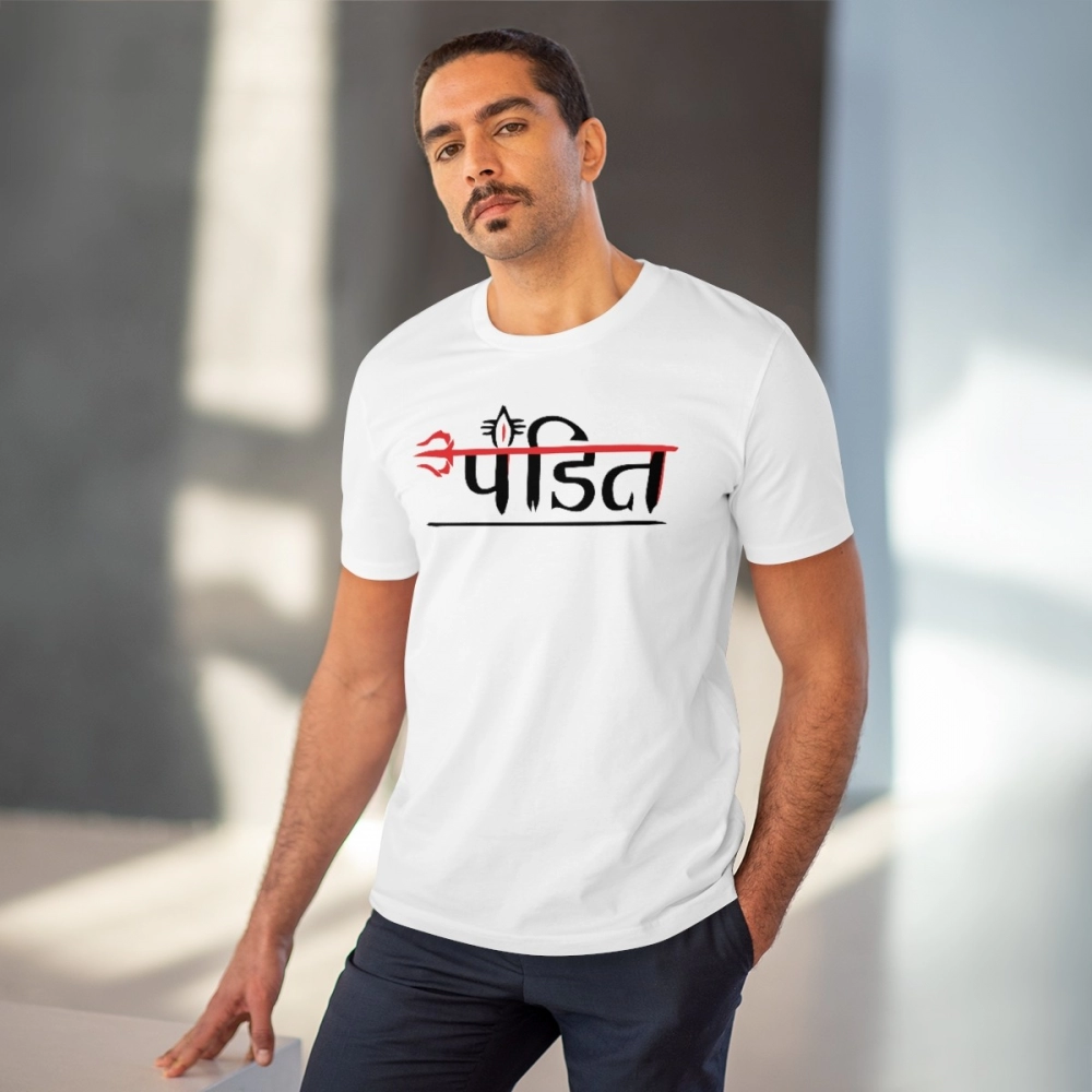 Generic Men's PC Cotton Pandit Printed T Shirt (Color: White, Thread Count: 180GSM) - Image 6