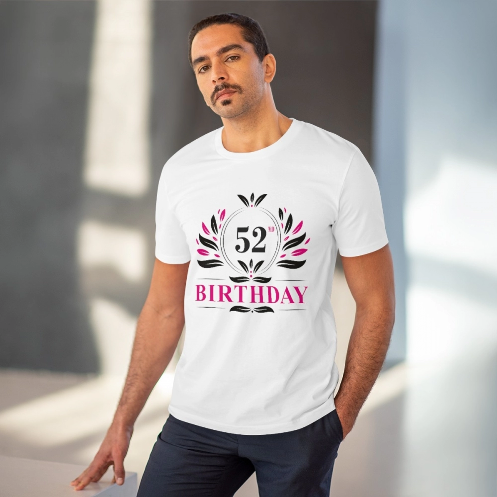 Generic Men's PC Cotton 52nd Birthday Printed T Shirt (Color: White, Thread Count: 180GSM) - Image 6
