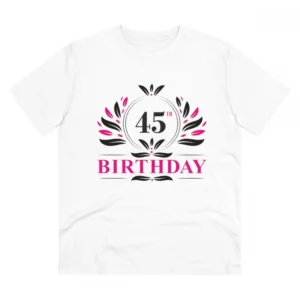 Generic Men's PC Cotton 45th Birthday Printed T Shirt (Color: White, Thread Count: 180GSM)
