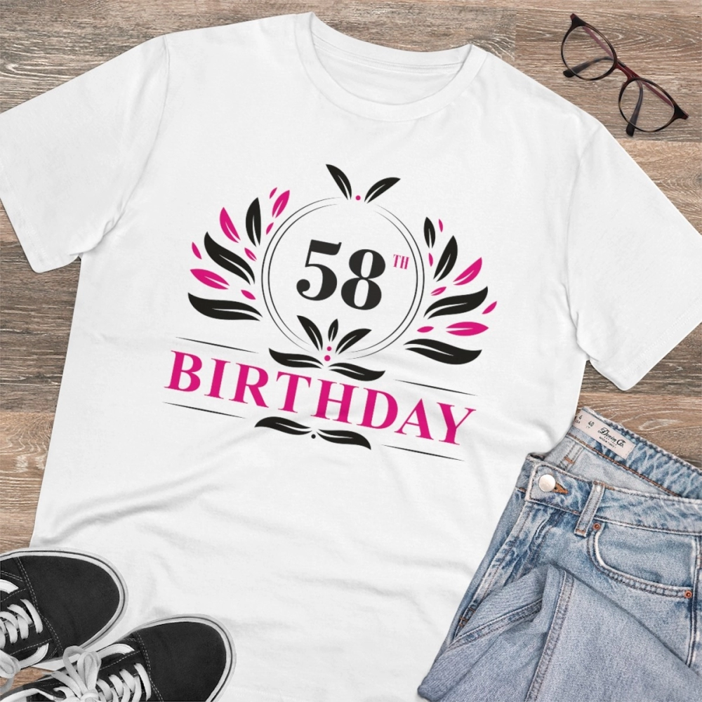 Generic Men's PC Cotton 58th Birthday Printed T Shirt (Color: White, Thread Count: 180GSM) - Image 4